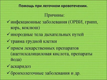 Алгоритм оказания помощи при легочном кровотечении