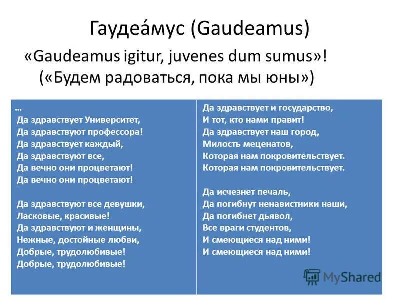 Гимн студентов текст. Gaudeamus igitur Juvenes Dum Sumus. Gaudeamus текст. Текст гимна Гаудеамус на латинском. Гаудеамус латинский текст.