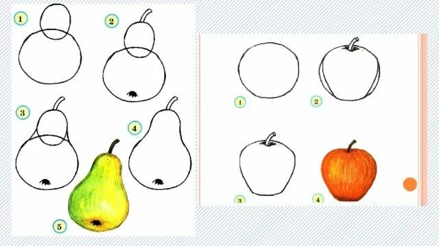 Рисование фруктов. Натюрморт пошаговое рисование для детей. Последовательность рисования натюрморта. Поэтапное рисование натюрморта для детей.