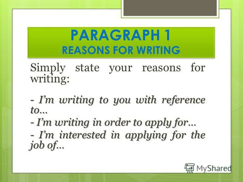 Reason paragraph