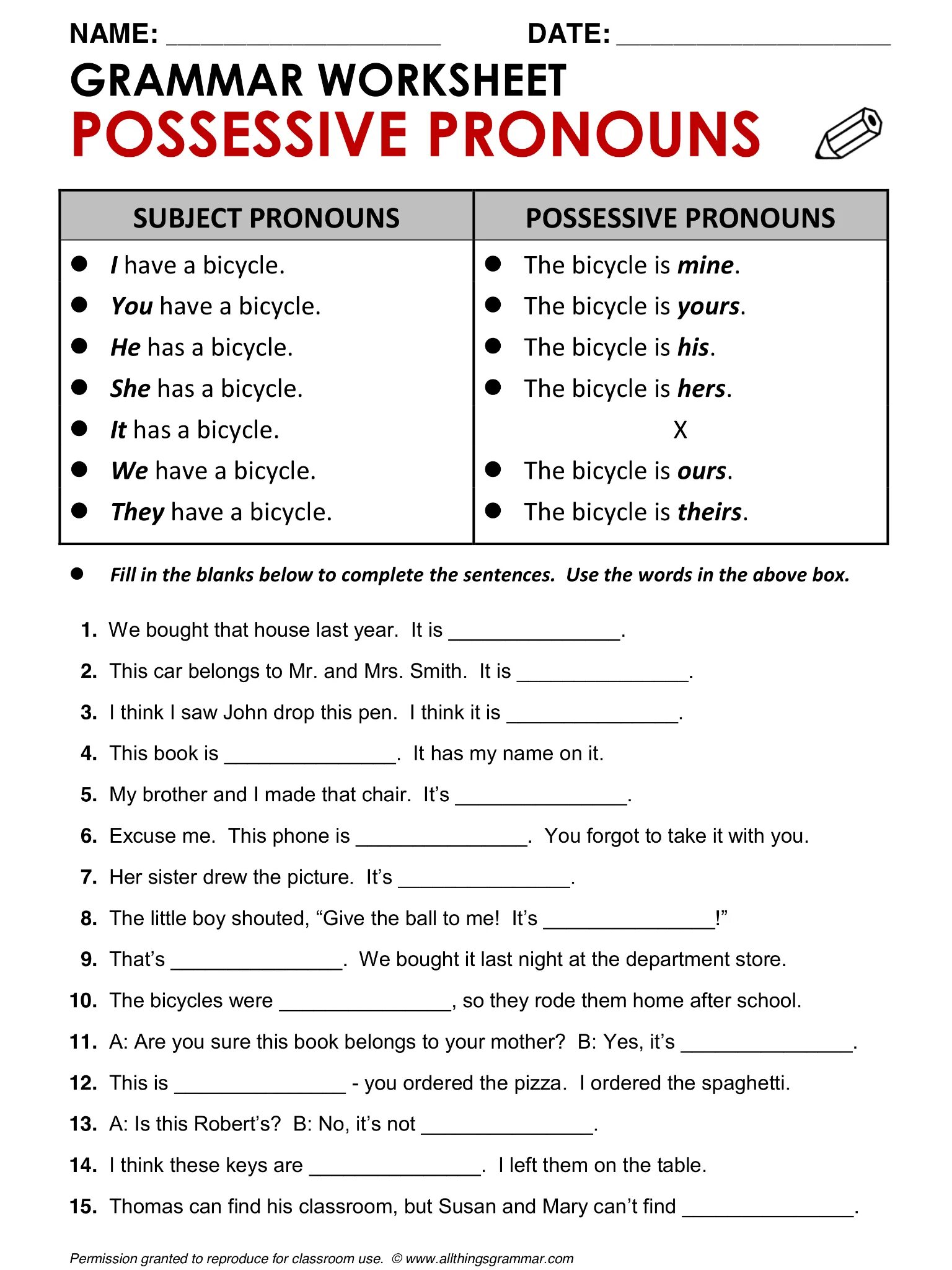 Английский абсолютные местоимения упражнения. Grammar Worksheet possessive pronouns ответы. Possessive pronouns vs possessive adjectives Worksheets. Exercise possessive pronouns in English. Grammar Worksheet possessive pronouns.