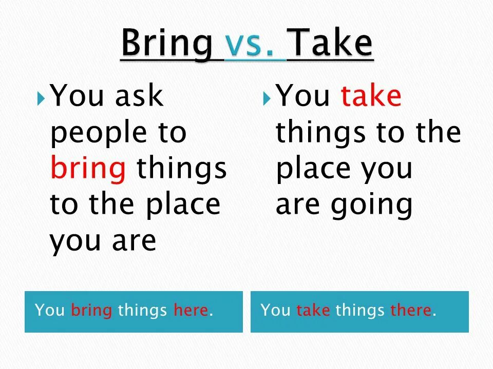 Bring them to us. Разница между bring и take. глагол to bring. bring and take difference. bring take упражнения.
