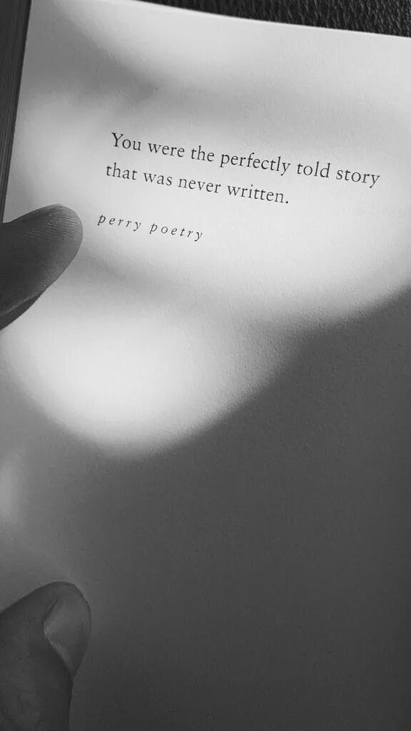 I never wrote. You were the perfectly told story that was never written. perry poetry.