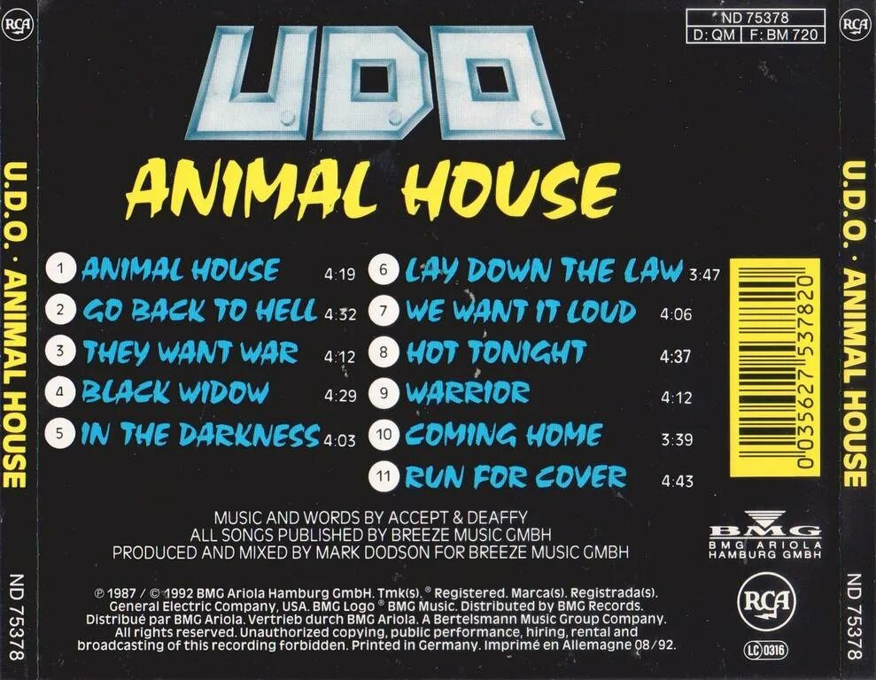 Udo animal House 1987. U.D.O. animal House. УДО Диркшнайдер 1987. U.D.O. - animal House (1987) обложка альбома. Animals house перевод