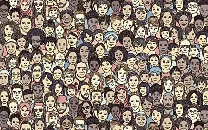 Отыщи по фотографии. Много одинаковых людей. Найди отличия. Головоломки найди на картинке. Поиск по фото.