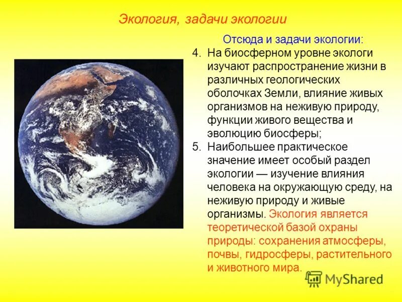 Биосферный уровень. Влияние на живые организмы. Задачи экологии. Экология изучает жизнь на уровнях биосферном.