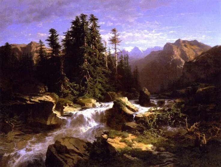 Картина кала. Александр калам (1810-1864. Александр калам (Alexandre Calame),1810-1864.Швейцария.. Калам, Александр (1810 - 1864) пейзаж с дубами. Художник Александр калам Alexandre Calame.