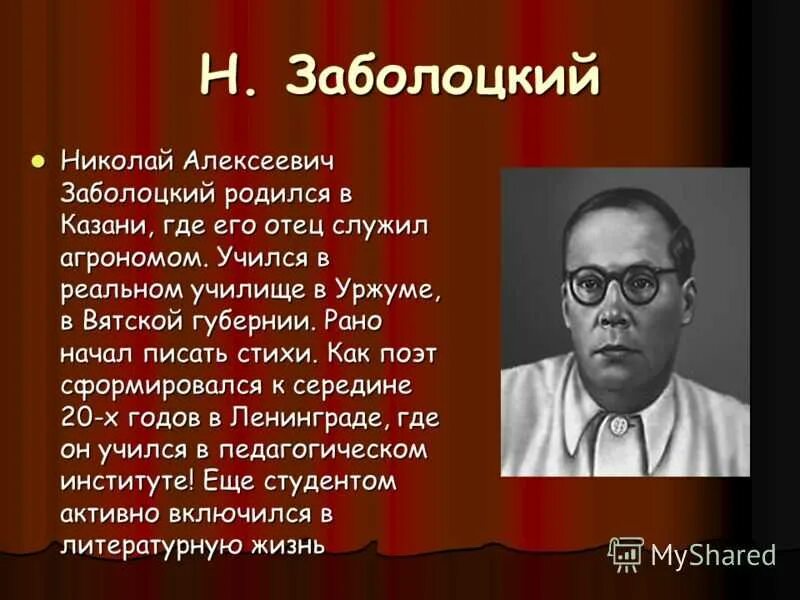 Портрет Заболоцкого Николая Алексеевича.