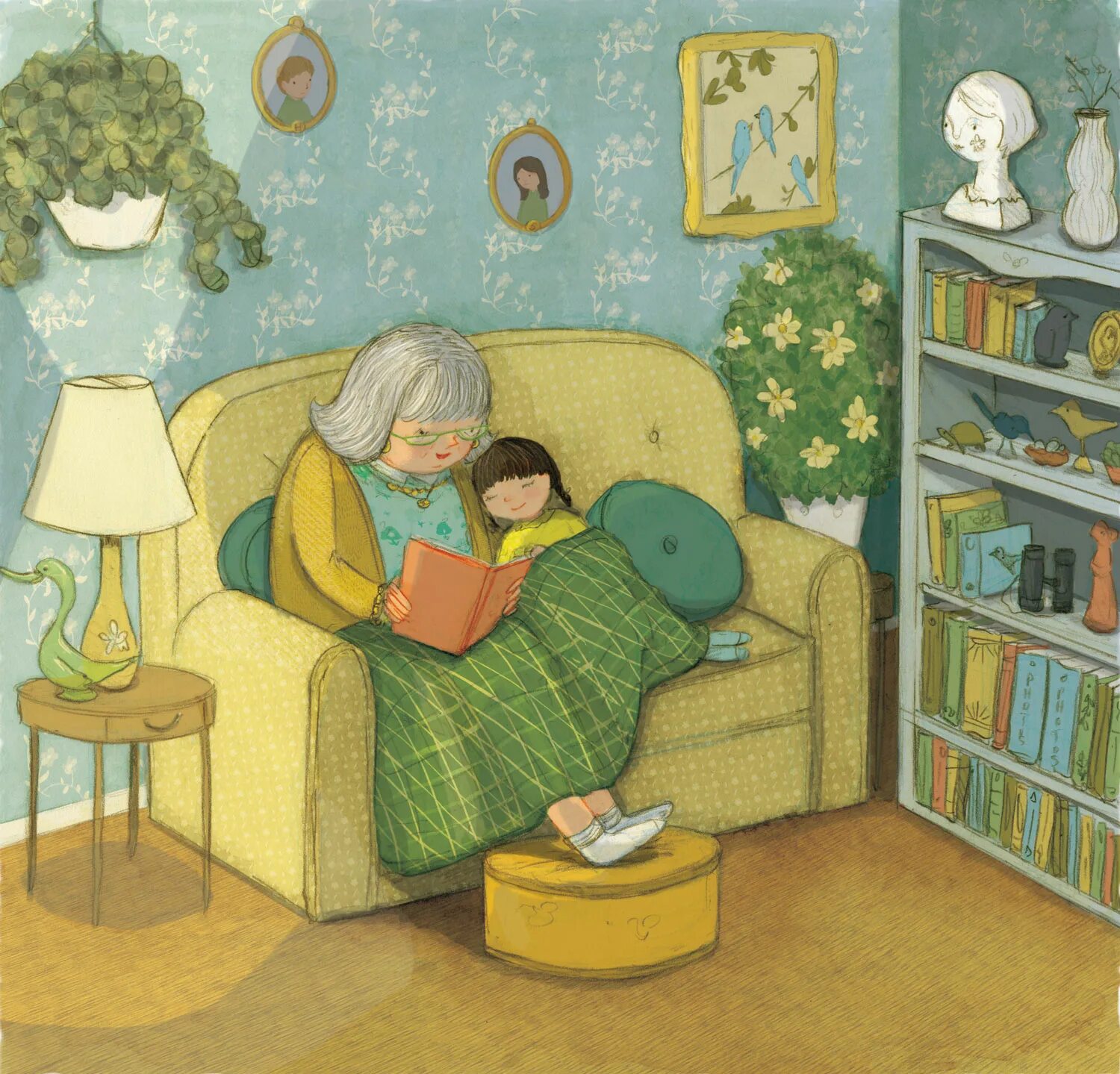 Дом сна читать. Иллюстрации stephanie graegin. уютные иллюстрации. уютные домашние иллюстрации. уютное чтение иллюстрации.
