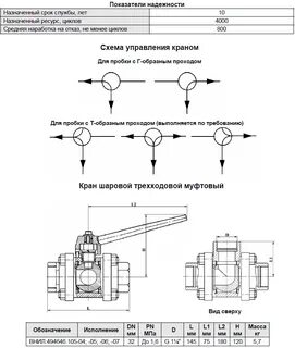 Размеры трехходовых кранов