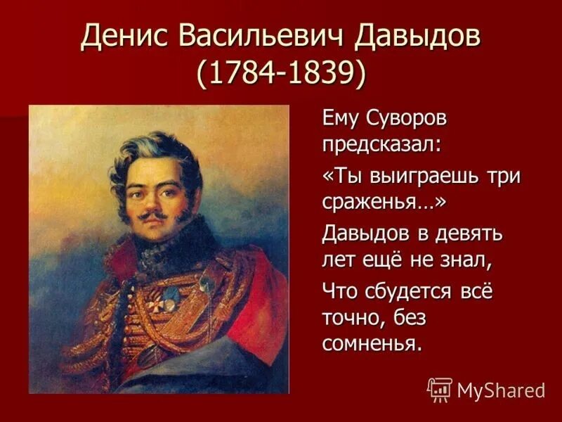 Герои отечественной войны 1812 года кратко биография. Давыдов герой войны 1812 года.