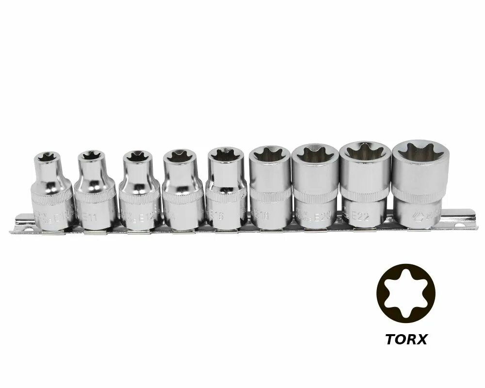E тип головок. Набор торцевых головок torx (e10-e24; 12&quot;; 9 шт.) ombra 912709 55705. набор головок e-torx 12. набор головок 12 торекс. головка торкс е12.