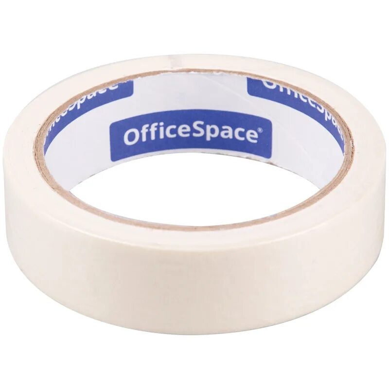 Профессиональные скотчи. Клейкая лента малярная OFFICESPACE, 38мм*25м, ШК. Малярная лента 25 мм. "OFFICESPACE" клейкая лента малярная 38 мм белый кл_18611. Лента малярная узкая 25мм*25м.