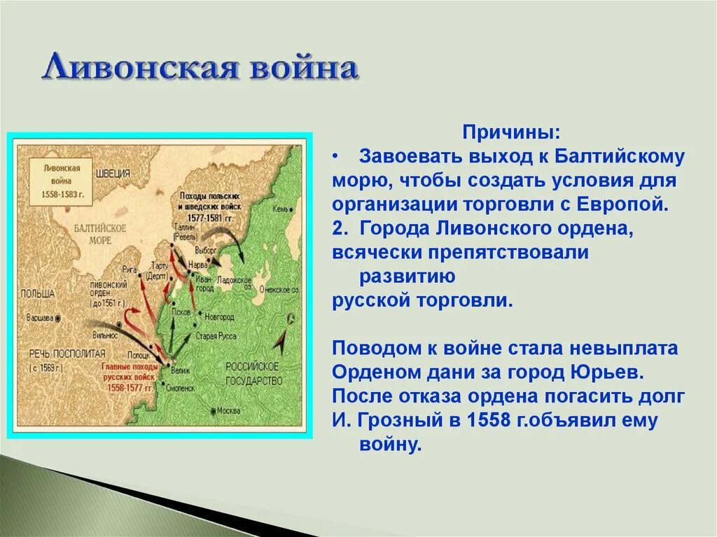 Причины Ливонской войны 1558-1583. Причины и повод Ливонской войны 1558-1583. Каковы были основные военные