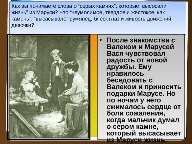 Дружба Васи с Валеком и Марусей в дурном обществе. Серый камень из дурного общества. В дурном обществе презентация 5 класс. Серый камень который высосал из Маруси жизнь. Где живет вася из дурного общества