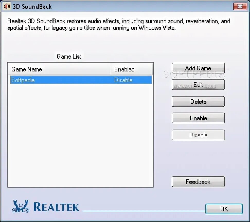 Realtek store. 3d SOUNDBACK Beta 0.1. Realtek 3d SOUNDBACK restores Audio Effects. Эффект Surround.