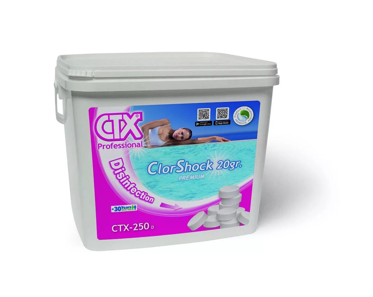 CLORSHOCK CTX. CTX 392. CTX-250 таблетки. Быстрорастворимые таблетки хлора по 20 гр.