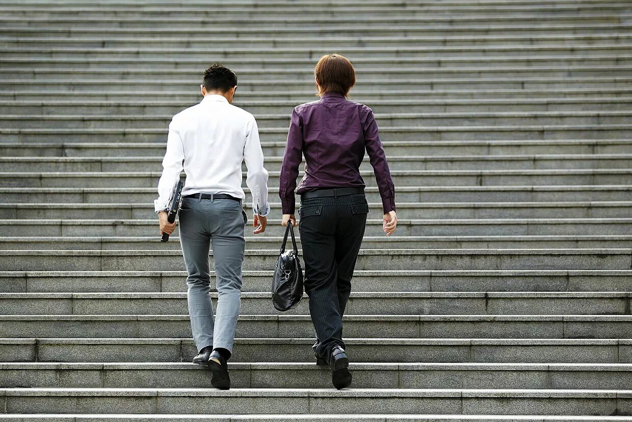 Men from behind Walking. Walk from behind. Man behind Stairs. Walking on the Stairs.