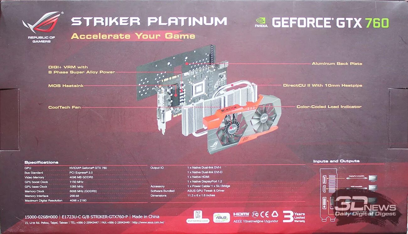 ASUS Striker видеокарта GTX 760.