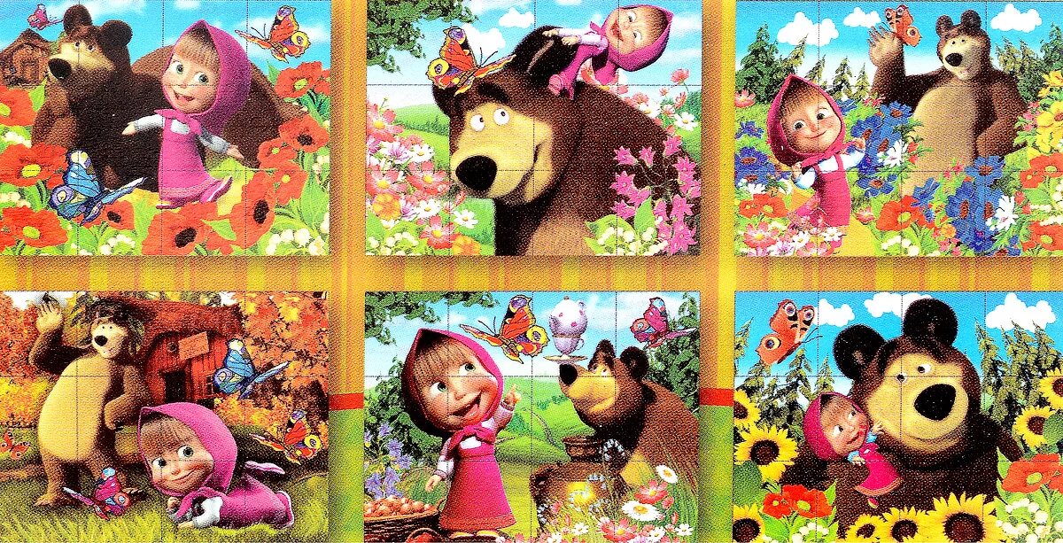 Маша и медведь разноцветной краской. Кубики "Маша и медведь". Цветная картина Маши и медведь. Пазл Маша и медведь картинки. Маша и медведь пазлы.