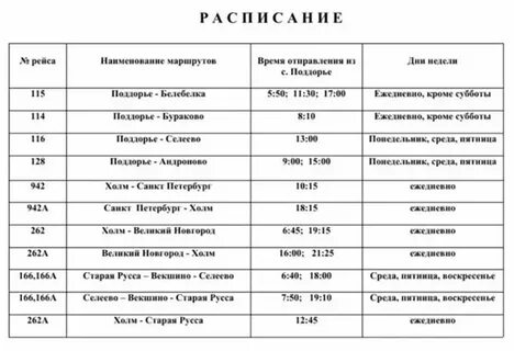 Расписание маршруток великий новгород старая русса