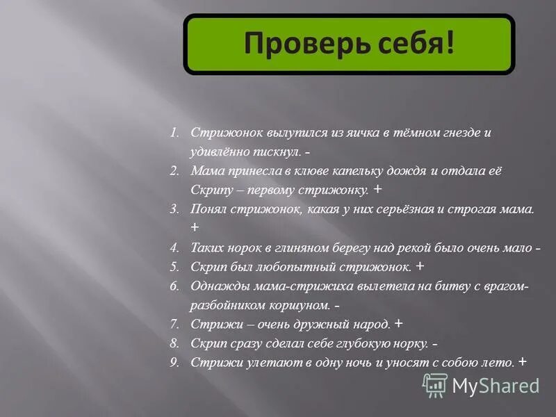 План по тексту стрижонок скрип