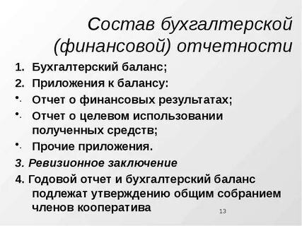 Состав финансовой отчетности