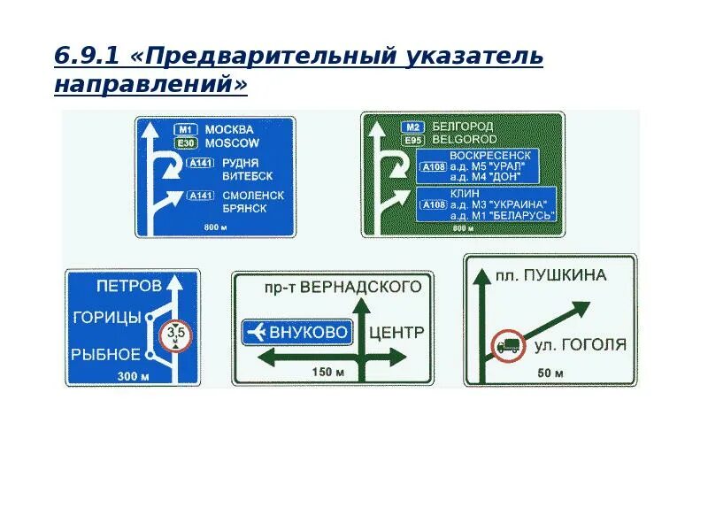 Пример информационных знаков