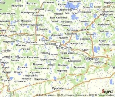 Карта макушинского района курганской области с деревнями и дорогами