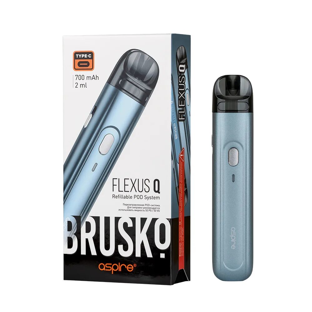 ЭС brusko Flexus q, 700 Mah. Испаритель brusko Flexus. Brusko Flexus q 700 Mah - светло-голубой. Flexus q испарители.