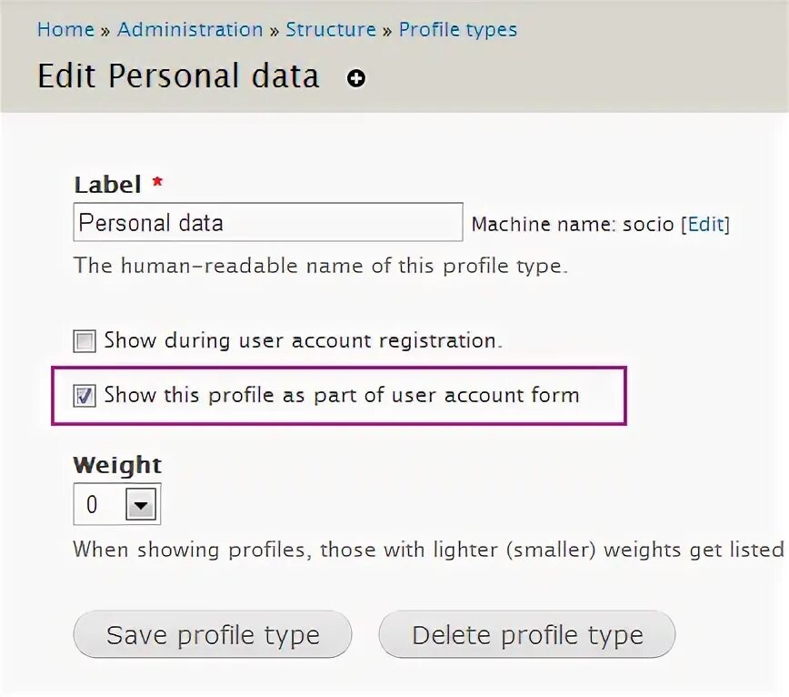 Create new profile. Create new profile