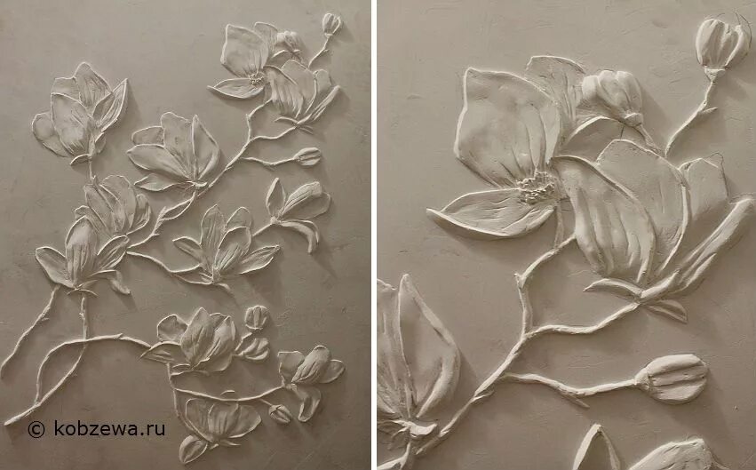 Объемное панно из шпаклевки. Цветок из декоративной штукатурки на стену. Барельеф на стенах из шпаклевки. Декоративная штукатурка барельеф. Объемный декор стен.