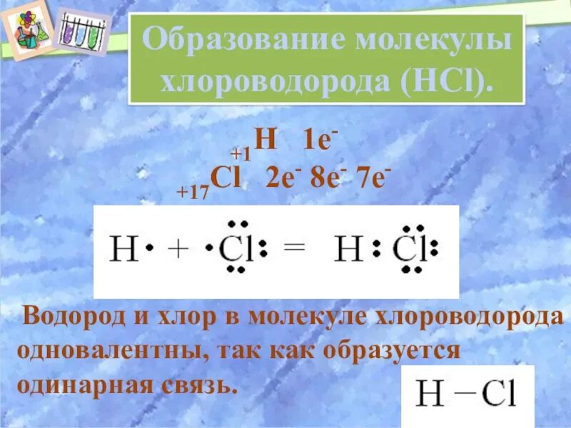 Составьте формулы веществ хлороводород. Схема образования молекулы хлороводорода. Образование молекулы хлороводорода. Химическая связь водорода и хлора. Ковалентная связь хлор.