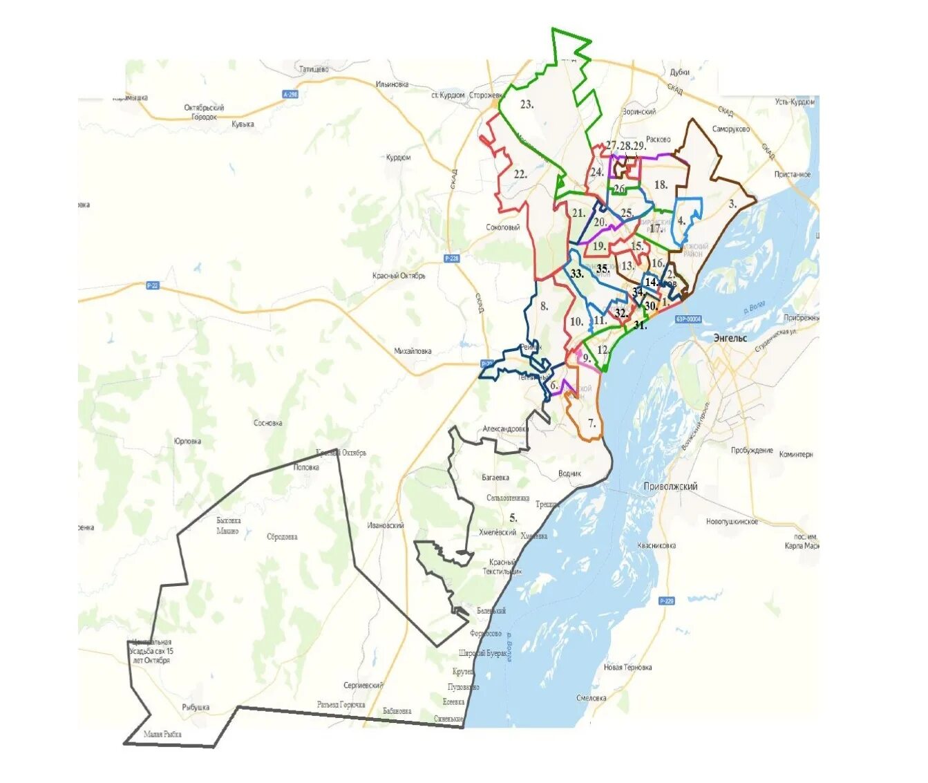 Карта саратова с районами. Районы Саратова. Карта избирательных округов Саратовской области.