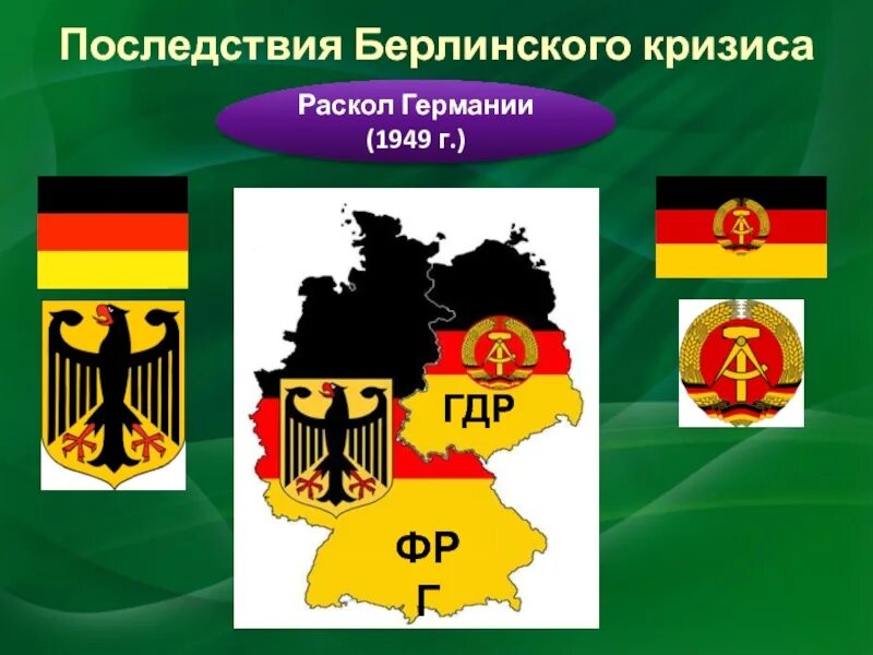 Раскол Германии 1949. ГДР И ФРГ. Последствия Берлинского кризиса. Разделение ГДР И ФРГ. Раскол германии год