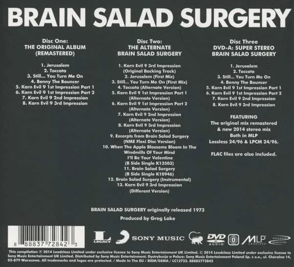 Emerson Lake Palmer Brain Salad Surgery 1973. Album Cover Brain Salad Surgery. Emerson Brain Salad Surgery. ELP Brain Salad Surgery Covers.