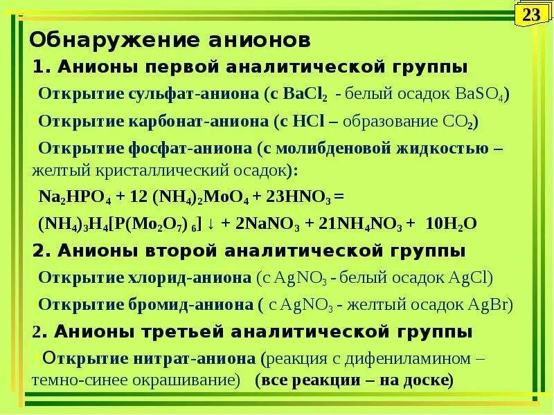 Классификация анионов по аналитическим группам. Разделение анионов на аналитические группы. Качественный анализ анионов 1 аналитической группы. Классификация анионов в аналитической химии. Первая группа анионов