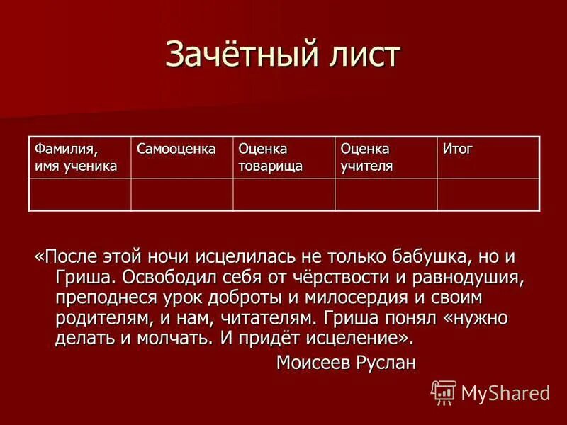 Написать письмо грише ночь исцеления