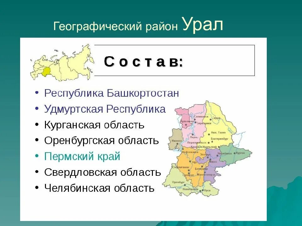 Области и края урала. Субъекты РФ Уральского экономического района. Состав Урала география. Урал состав района география. Урал состав района география 9 класс.