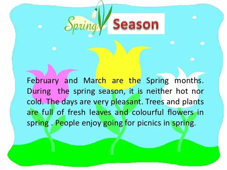 Spring тема на английском for Kids. Мое любимое время года лето по английски