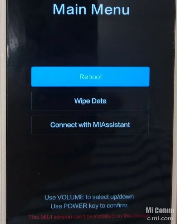 Экран main menu xiaomi. Wipe data меню. Reboot wipe data. Main menu Reboot wipe data connect with miassistant. Xiaomi main menu Reboot wipe data.