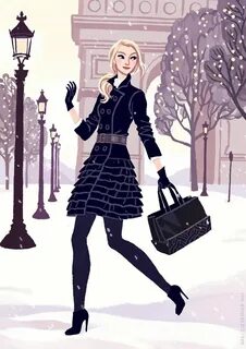 Нарисованная девушка идет