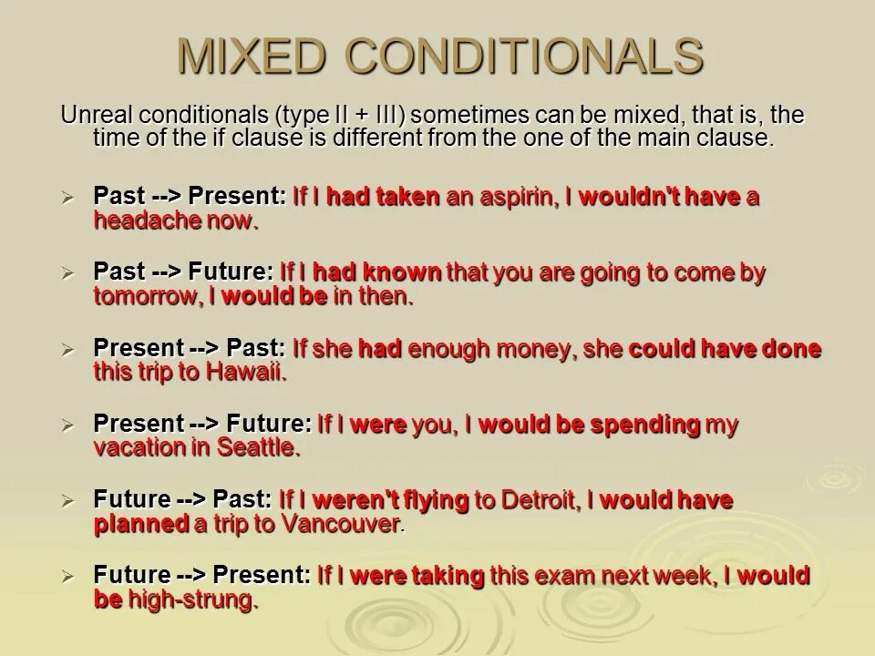 Mixed conditional примеры