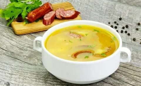 Гороховый суп с копченостями колбасой