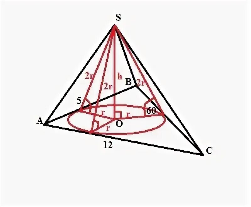 Пирамида прямоугольный треугольник 60 градус. Пирамида прямоугольный треугольник. Пирамида с прямоугольным основанием. Вписанная пирамида с прямоугольным треугольником в основании. Основание пирамиды прямоугольный треугольник с катетами 5 и 12.