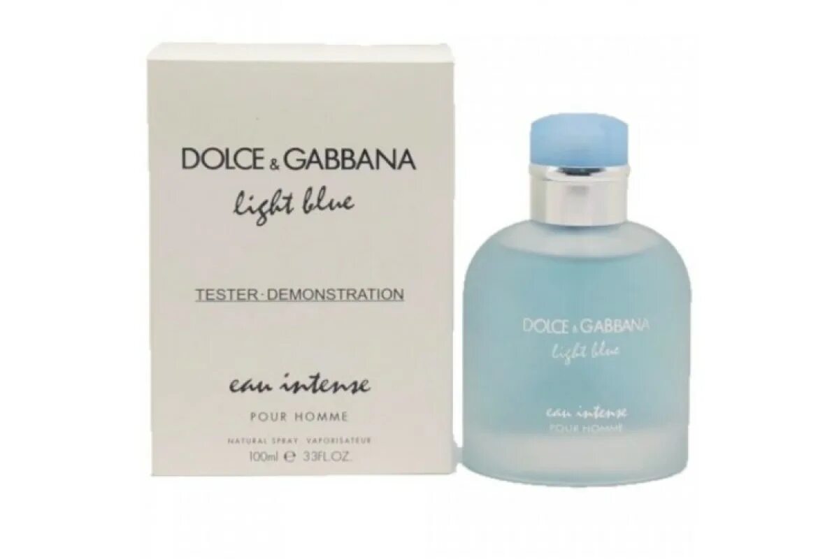 Дольче интенс мужские. Дольче Габбана Лайт Блю Интенс тестер. D G Light Blue intense. Дольче Габбана Light Blue мужские. D&G Light Blue intense man EDP 100 ml Tester.