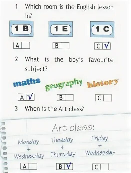Tick the correct answers. Which room is the english lesson in ответ. what lessons are the students in 5 класс ответы стр 17. what lessons are the students in 5 класс стр 17. рабочая тетрадь по английскому 5 класс favourite subject стр 20.