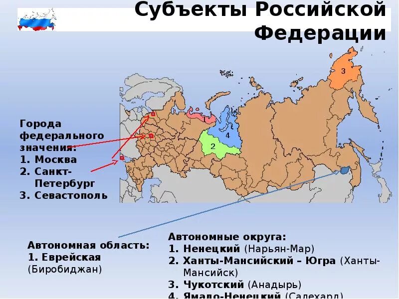 Количество субъектов российской. 3 Города федерального значения России на карте. Города федерального значения центральной России. Субъекты РФ автономные округа 4. Города федерального значения в России 3 города.