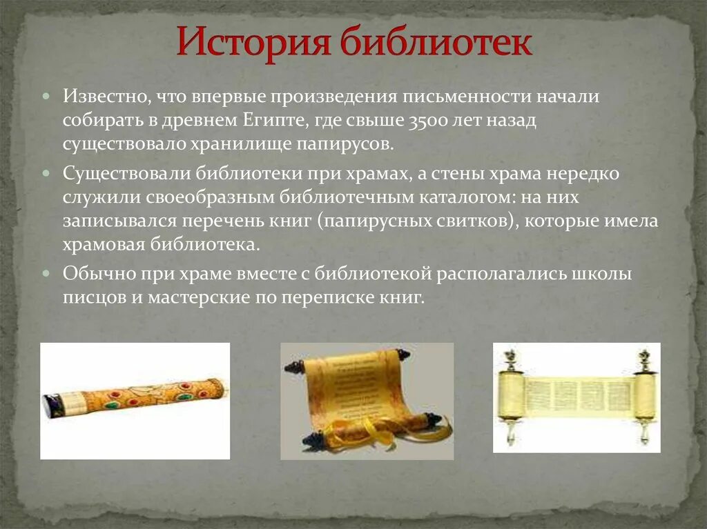 История первых библиотека