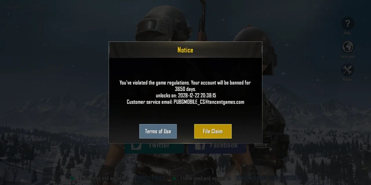 Ошибка клиента пабг мобайл. Бан на 10 лет в pubg mobile. скриншот бана в пабг. бан в пабг мобайл.